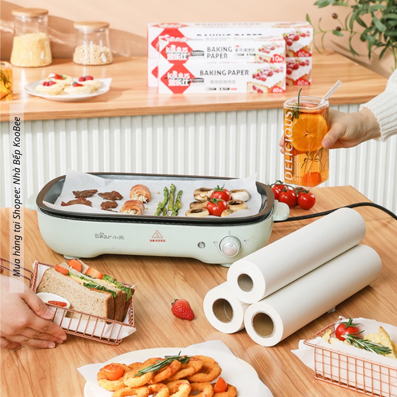 Giấy nến cuộn 10-20 mét cho nồi chiên không dầu, lót nướng thực phẩm, lẩu nướng hấp bánh - Giấy nướng bánh chống dính