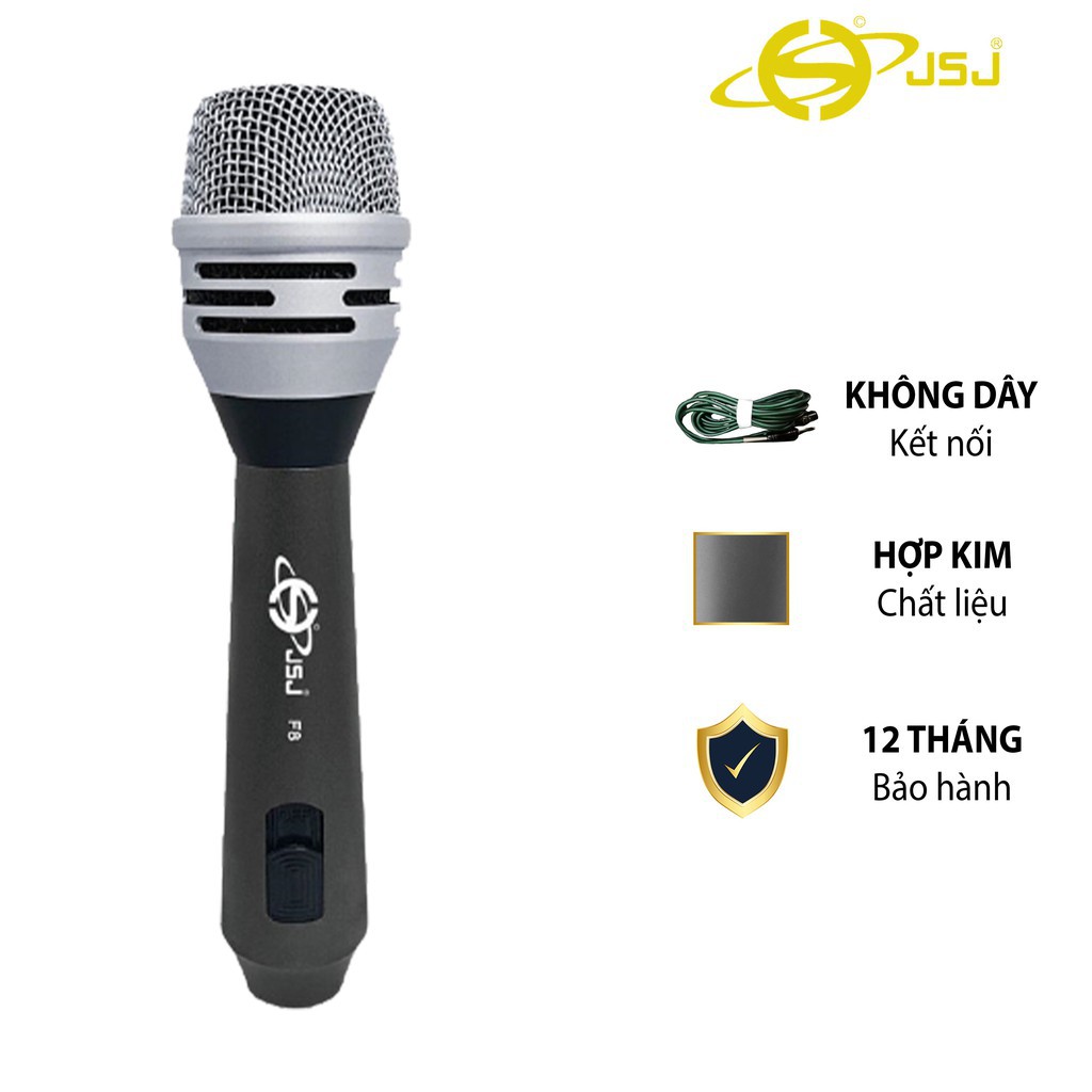 [Bán chạy nhất] Micro karaoke có dây JSJ F8 vẻ ngoài quý phái thanh lịch, thiết kế hợp kim nhôm cao cấp, chống mài mòn -