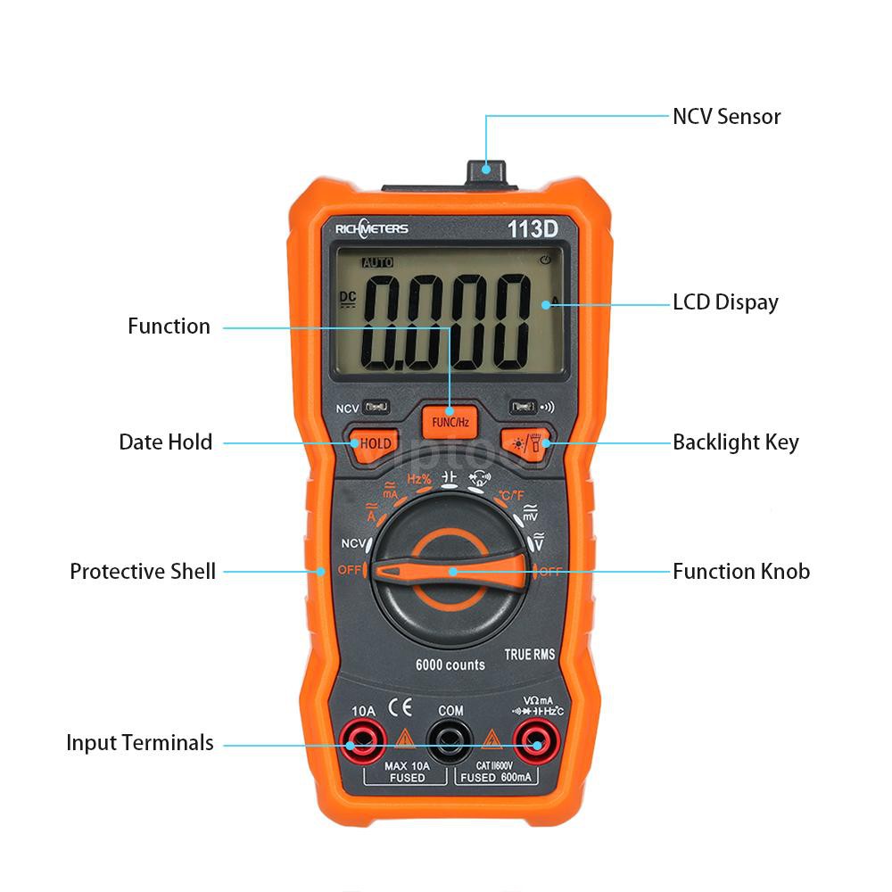 (Đang Bán) Bộ Thiết Bị Đồng Hồ Đo Điện Áp Đa Năng Rm113D Ncv 6000