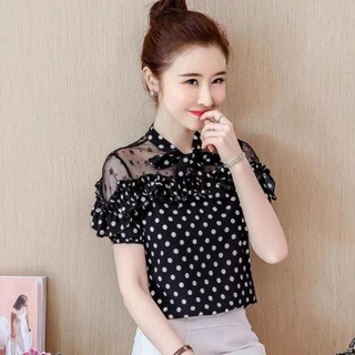 Áo chấm bi buộ nơ