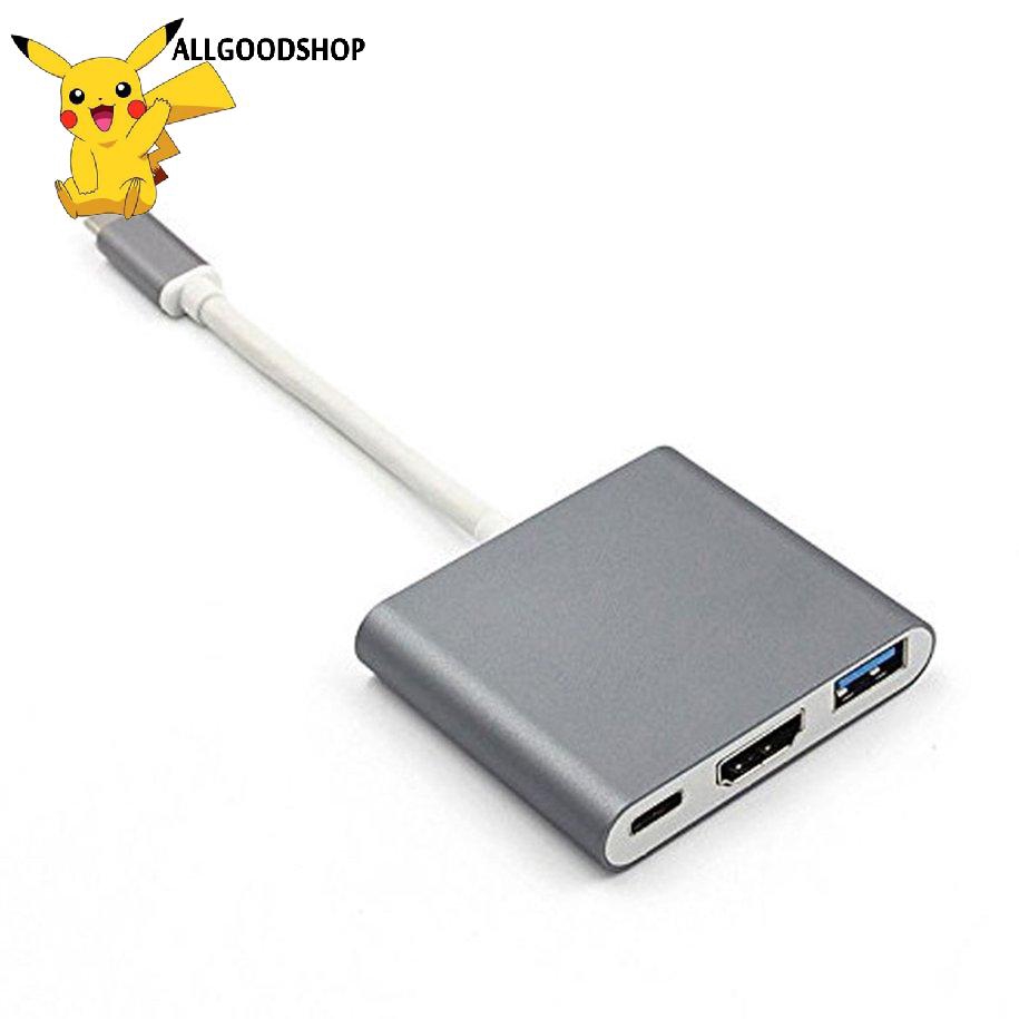 Thiết bị cổng USB loại C nối với HDMI 4K và cổng USb 3.0 cấp nguồn USB-C cho Macbook