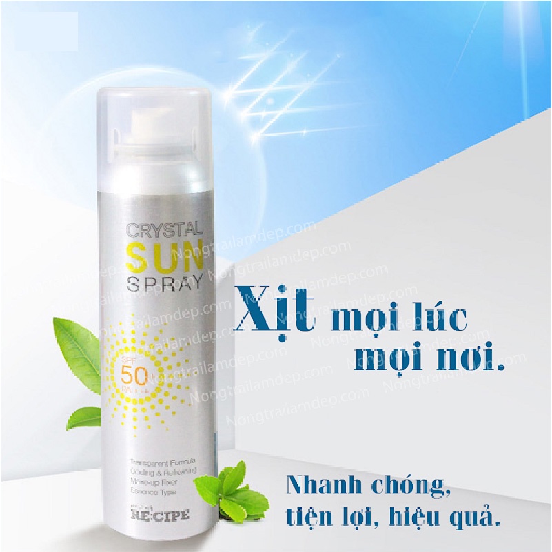 Xịt chống nắng Hàn Quốc [ RECIPE CRYSTAL SUN SPRAY SPF 50 + PA+++ ] 150ml