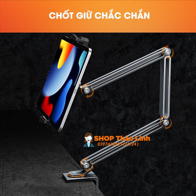 Arm Nâng, Tay Nâng Máy Tính Bảng Kẹp Cố Định Vào Bàn P67 PLUS - KiêM Giá Đỡ Kẹp Giữ iPad, iPhone, Kindle