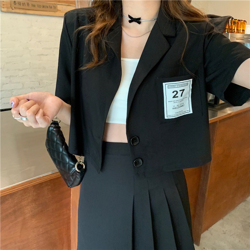 Zuoan Áo khoác blazer tay ngắn kiểu dáng thời trang mùa hè phong cách Hàn Quốc cho nữ | BigBuy360 - bigbuy360.vn