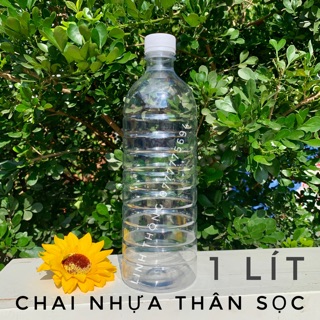10 Chai nhựa 1 lít thân sọc nắp trắng/ đen - chai mật ong
