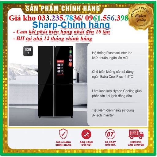 Tủ lạnh Sharp Inverter 525 lít SJ-FXP600VG-BK - Mới 100%