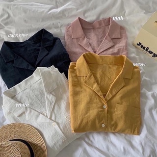 Áo sơ mi đũi cổ vest cộc tay basic 4 màu
