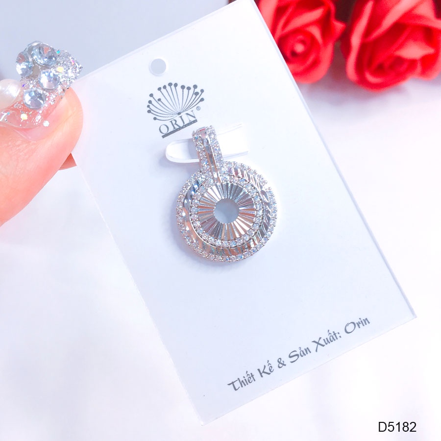 Mặt dây chuyền nữ, mặt bạc mạ hình tròn đính đá cao cấp Orin D5182