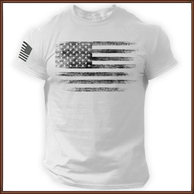 Áo Thun Thể Thao Tay Ngắn Cổ Tròn In Hình Lá Cờ Mỹ Thời Trang Cho Nam