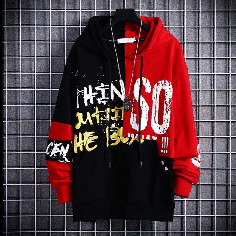Áo hoodie tay dài form rộng phối màu phong cách Âu Mỹ cá tính cho nam | BigBuy360 - bigbuy360.vn