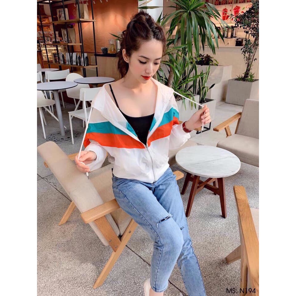 Áo khoát gió nữ cầu vồng cánh dơi siêu hot dù ngoại có nón