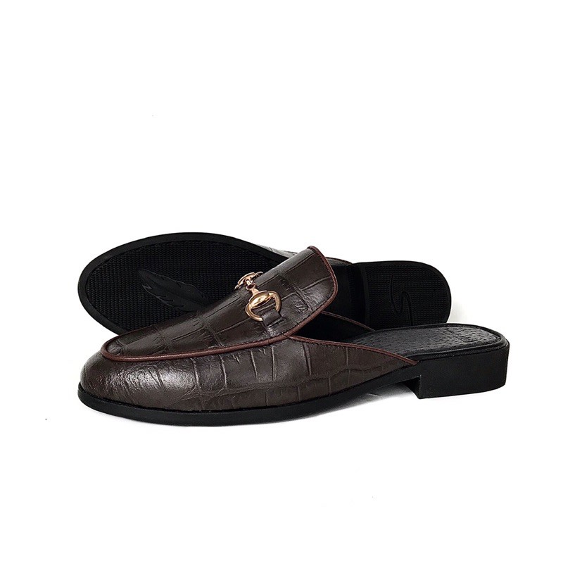 Giày sục nam TEFOSS Mules shoe da bò in vân cá sấu cao cấp size 38-43 | BigBuy360 - bigbuy360.vn