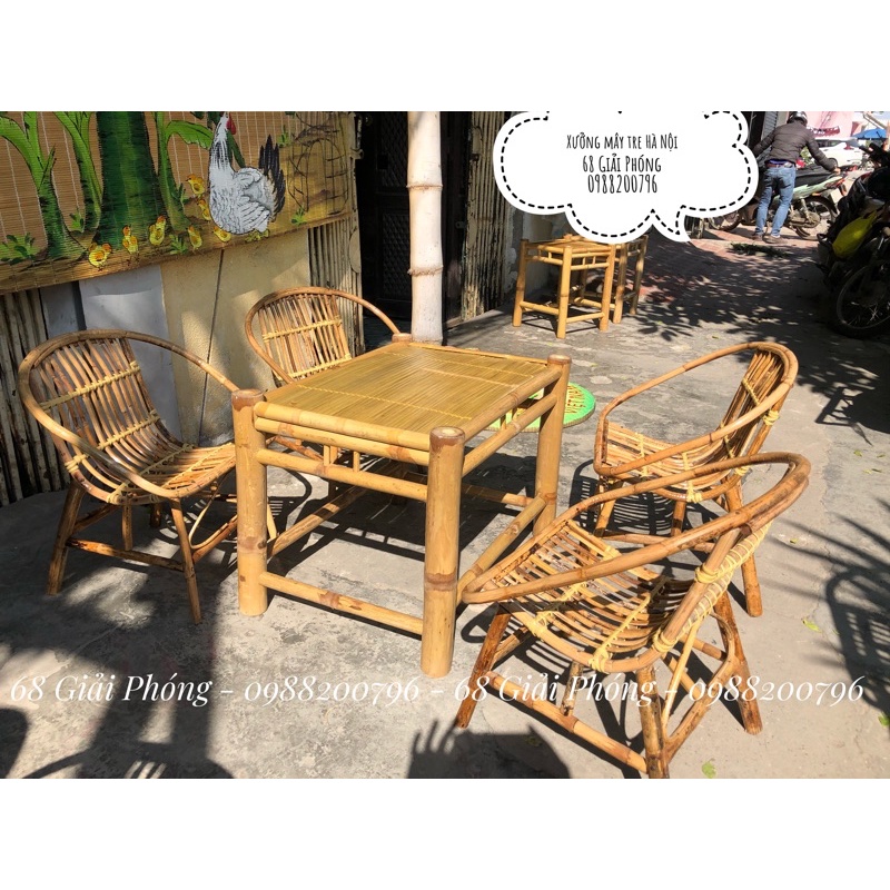 (Combo siêu hời) Bộ bàn 4 ghế mây sò tự nhiên phù hợp cho quán Cafe / Ban công gia đình / khách sạn / Homestay