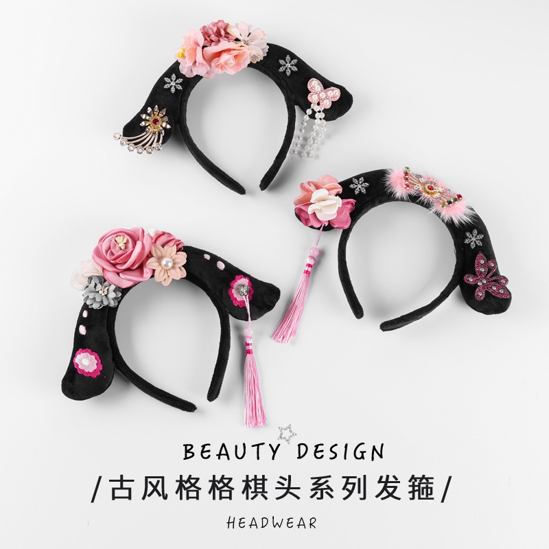 Băng đo cài tóc Bán Chạy Băng Đô Rửa Mặt Trang Trí Tua Rua Màu Hồng Phong Cách Cung Điện retro Dễ Thương Dành Cho Người Lớn