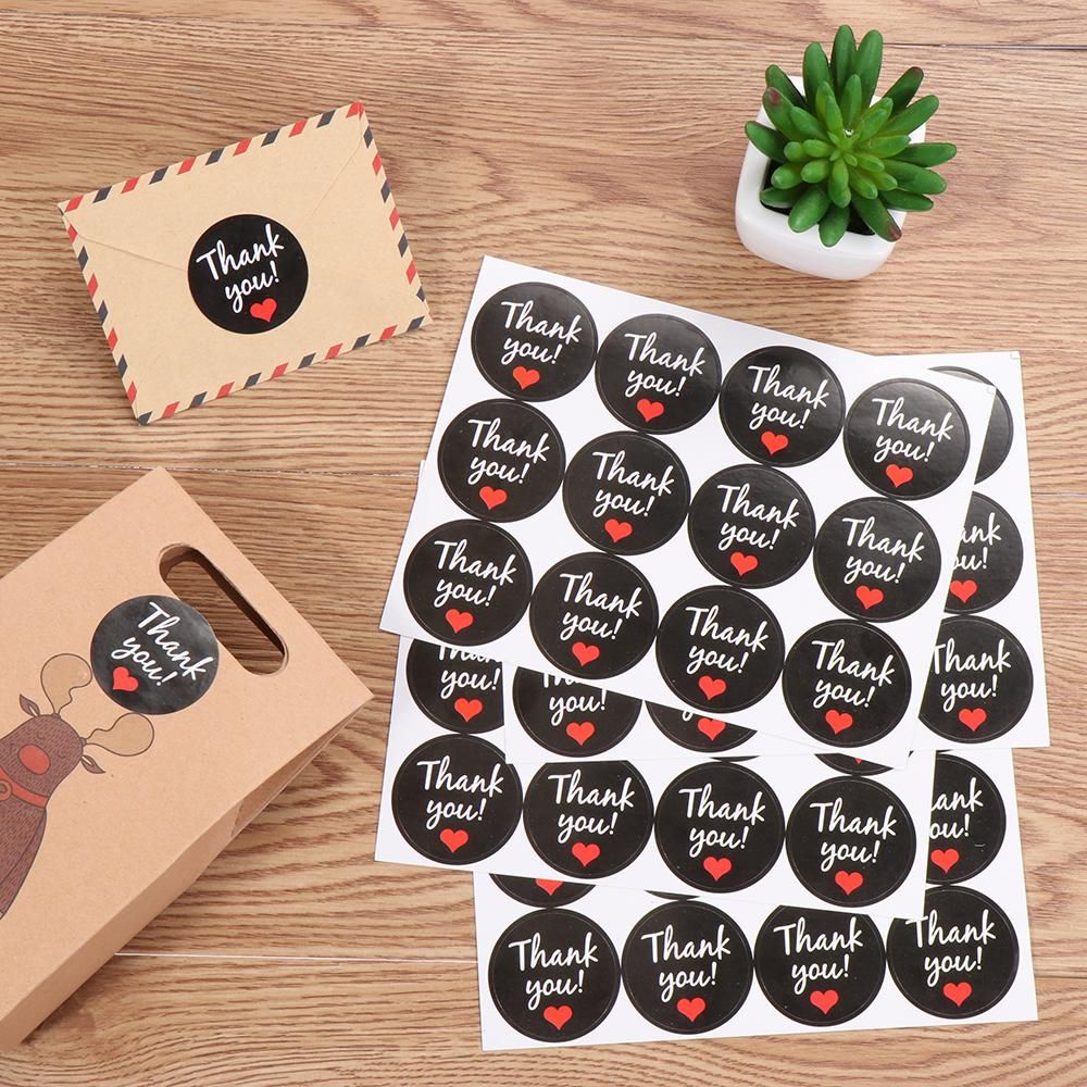 Set 40/60 Nhãn Dán Niêm Phong Trang Trí Hộp Quà In Chữ Thank You Handmade