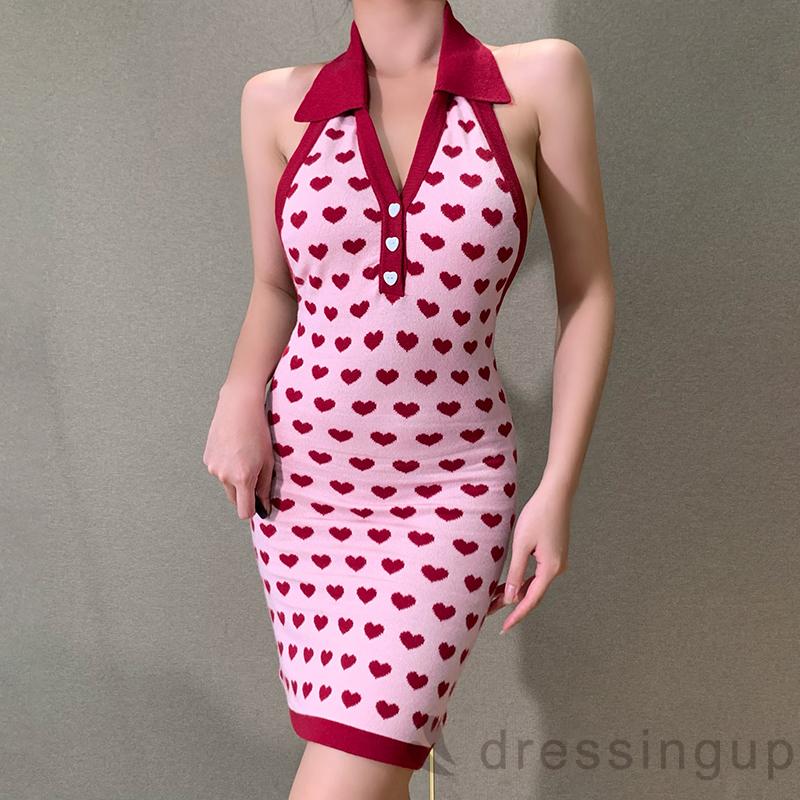 Đầm Sát Nách Hở Lưng Họa Tiết Trái Tim Độc Đáo Cho Nữ | BigBuy360 - bigbuy360.vn