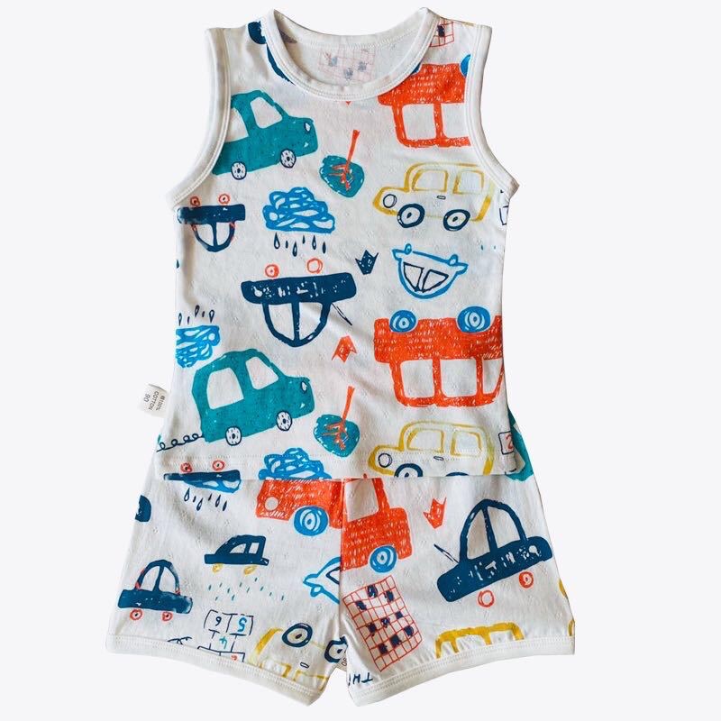 Bộ hè, bộ cotton ba lỗ cho bé trai, bé gái mặc đi chơi đi học ở nhà,bộ cotton Quảng châu đẹp cho bé từ 1-6 tuổi