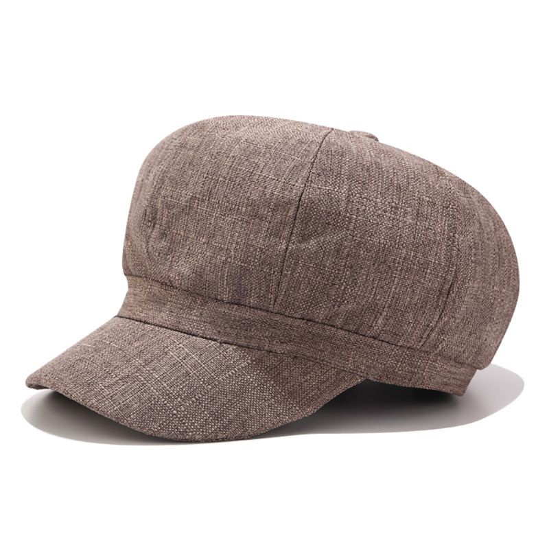 Mũ Lưỡi Trai Vải Lanh Cotton Màu Trơn Phong Cách Anh Quốc Cổ Điển Thời Trang Cho Nữ