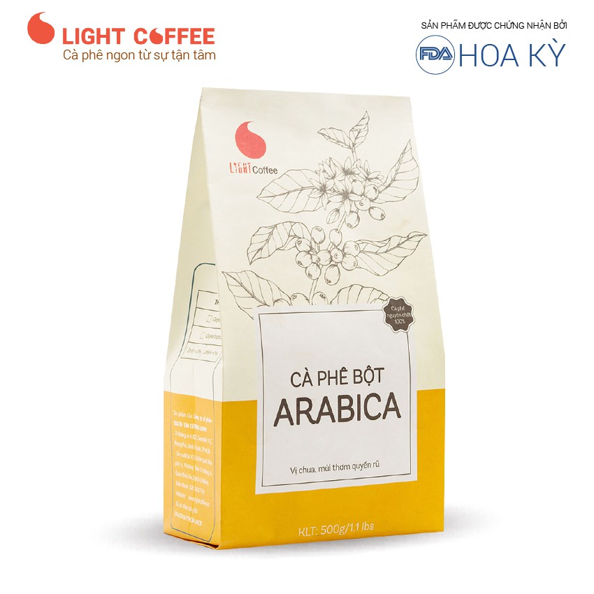 Cà phê bột Arabica Light Coffee vị chua thanh, đắng dịu và thơm nồng - Gói 500gr