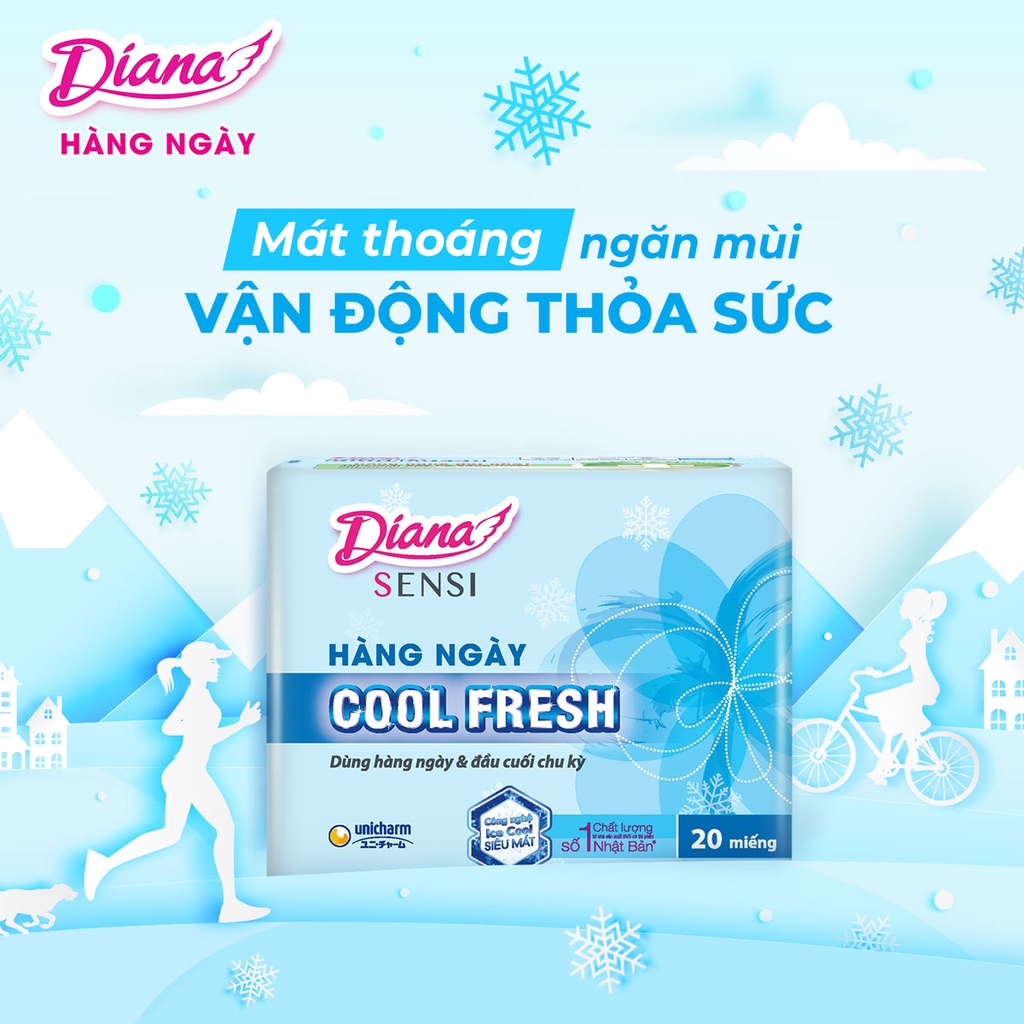 Băng Vệ Sinh Diana Hàng Ngày SENSI Cool Fresh 155mm Gói 8, 20 và 40 miếng - Minpharmacy