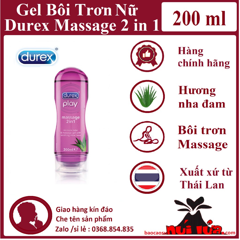 Gel bôi trơn cao cấp Durex Play Massage 2 in 1 - Chai 200ml