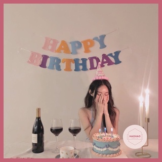 Chữ Happy Birthday trang trí phong cách Hàn Quốc
