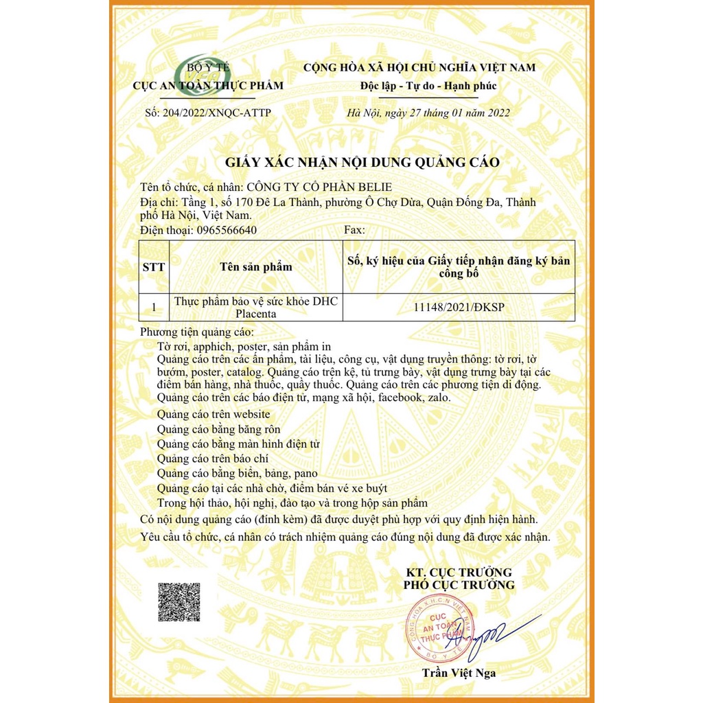 VIÊN UỐNG NHAU THAI DHC PLACENTA - 30 NGÀY