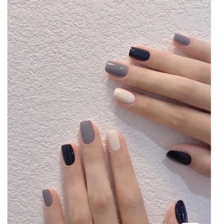 Nail box phối đen trắng xám