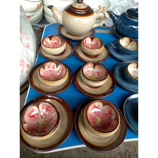 Ấm chén men hoả biến Bát Tràng