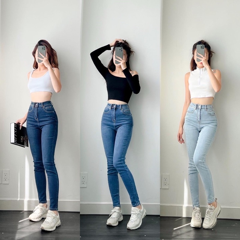 Quần skinny trơn lưng cao Orchid