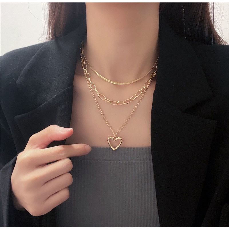 Vòng cổ Nhiều Lớp Hình Trái Tim Nghệ Thuật Cho Nữ