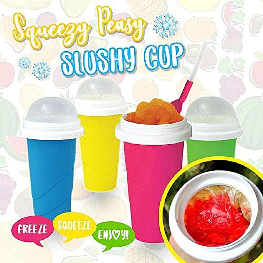 WATTLE DIY It Magic Quick Frozen Ice Cream Maker Smoothies Cup Slushie Maker Cup Children and Family Slushy Maker Double Layer Cooling Cup Milk Shake Homemade Squeeze Cup/Multicolor