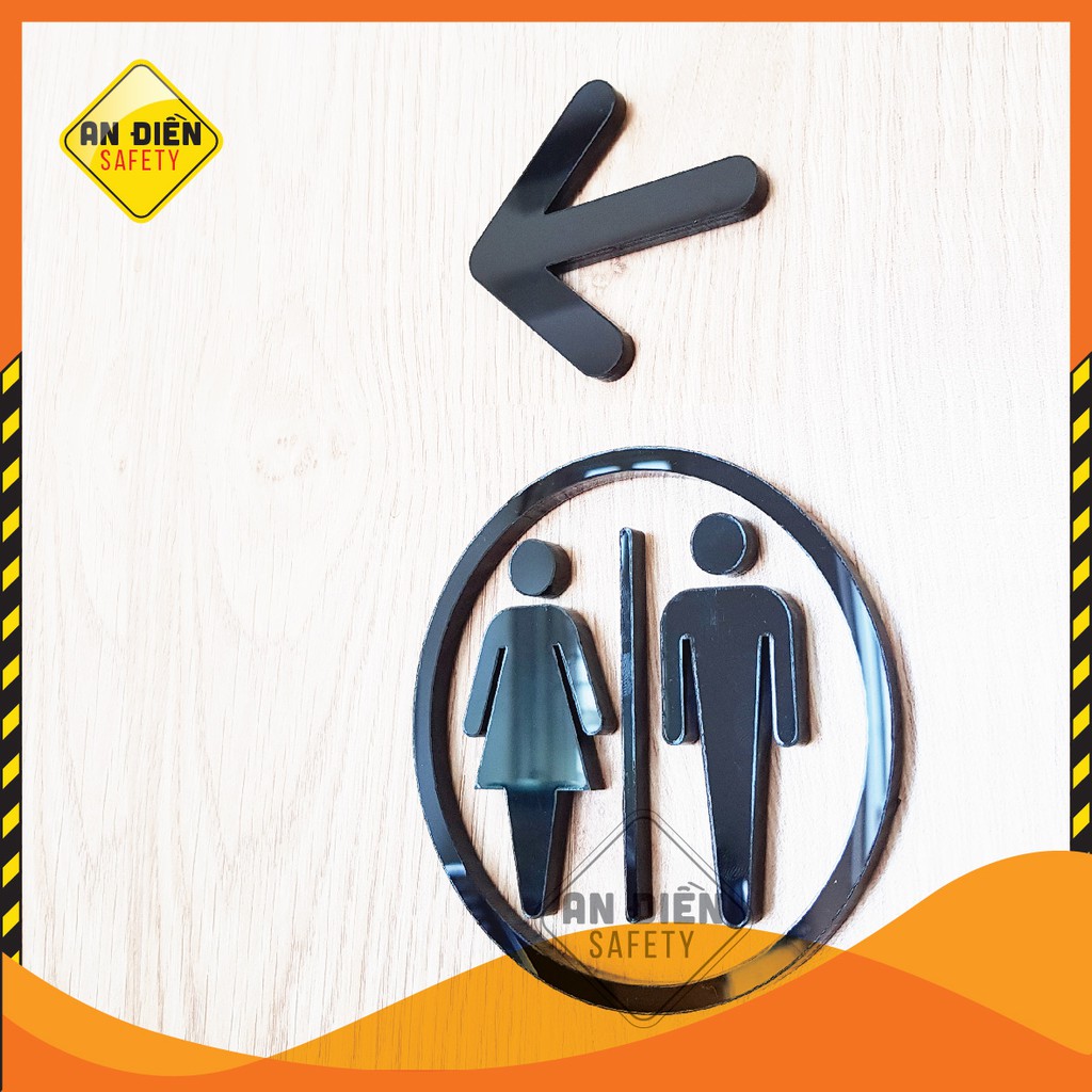 Biển báo An Điền Safety - Bộ mica cao cấp gắn phòng vệ sinh Nam Nữ, kèm 2 mũi tên chỉ dẫn | BigBuy360 - bigbuy360.vn