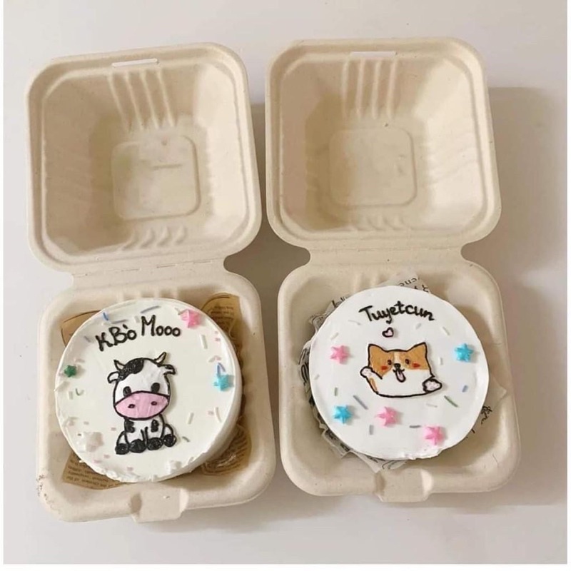50 Hộp Bã Mía vuông màu be đựng Bánh, Hamburger, bento, bánh kem, dùng một lần Kích thước: 15*15*8cm