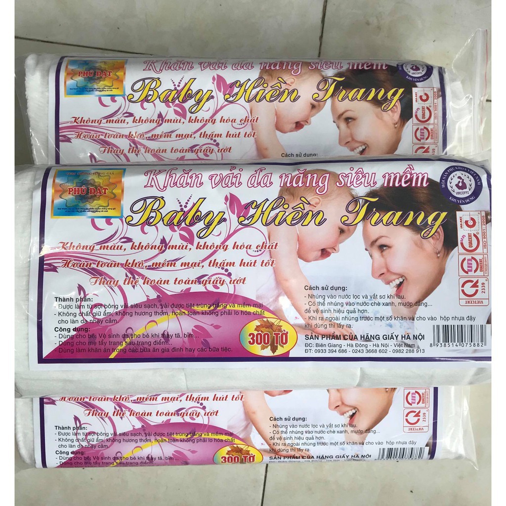 Khăn khô đa năng BABY HIỀN TRANG Túi 200g (100g khoảng trên dưới 80 tờ) Có Tem Chính Hãng - Cutiebaby