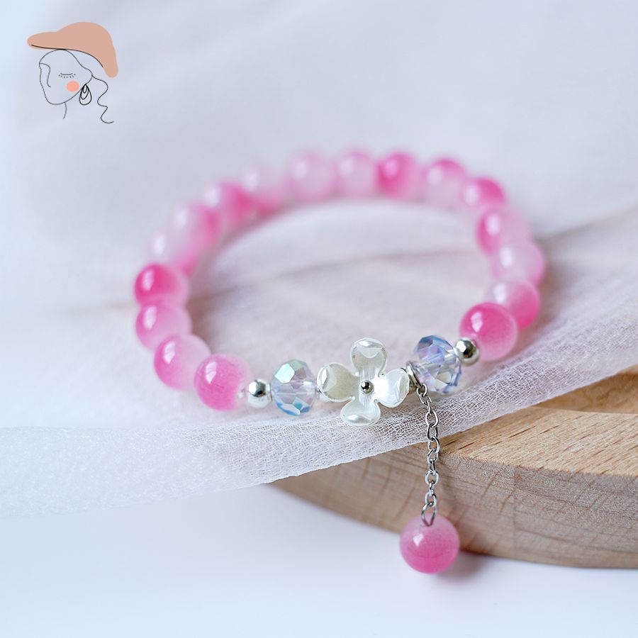 Vòng Tay Chuỗi Hạt Pha Lê May Mắn Cho Nữ