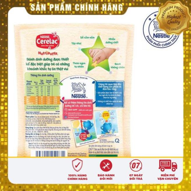 Bánh Ăn Dặm Nestle Cerelac Nutripuffs Vị Cam chuối Và dâu Chuối Gói 50g