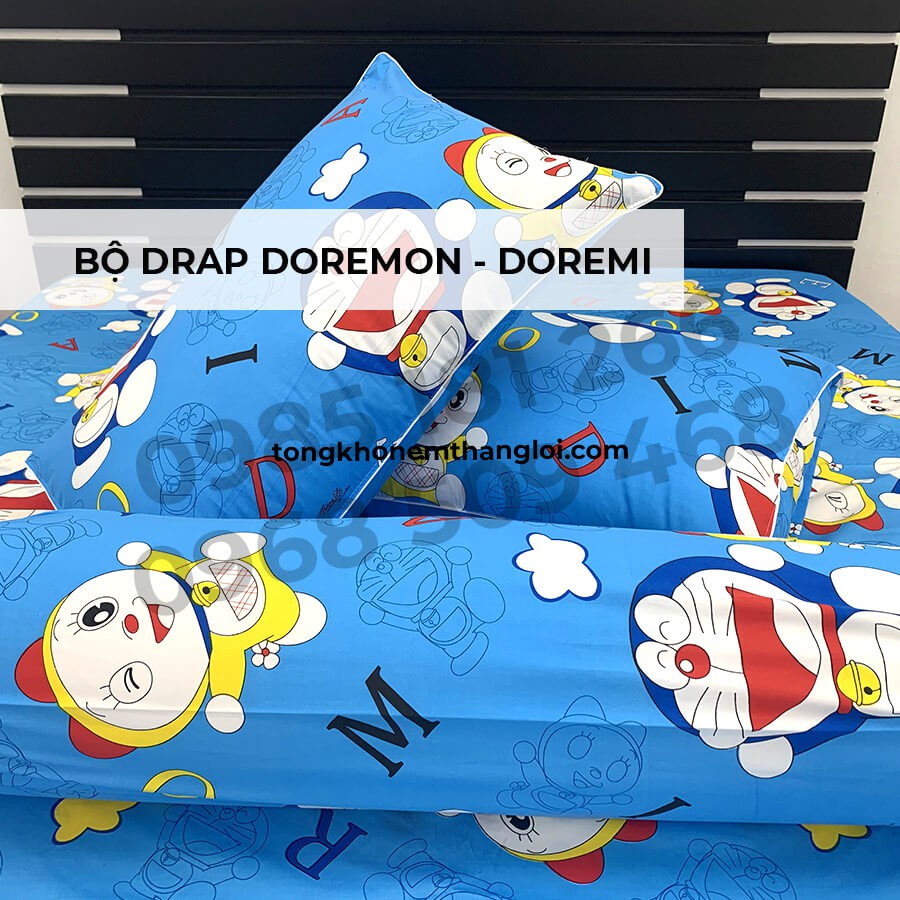 [Ảnh Thật] Doremon vs Doremi - Bộ Drap Cotton 4 món Thắng Lợi Chính Hãng