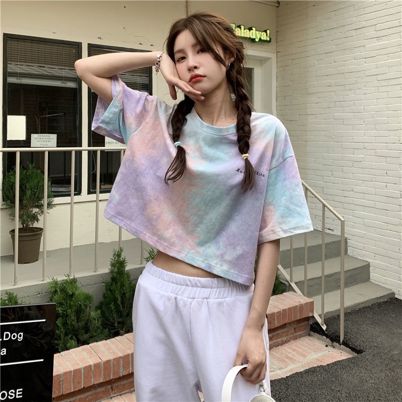 Áo Thun Nữ Ngắn Tay Màu Nhuộm Thời Trang Áo phông Nữ TX-01