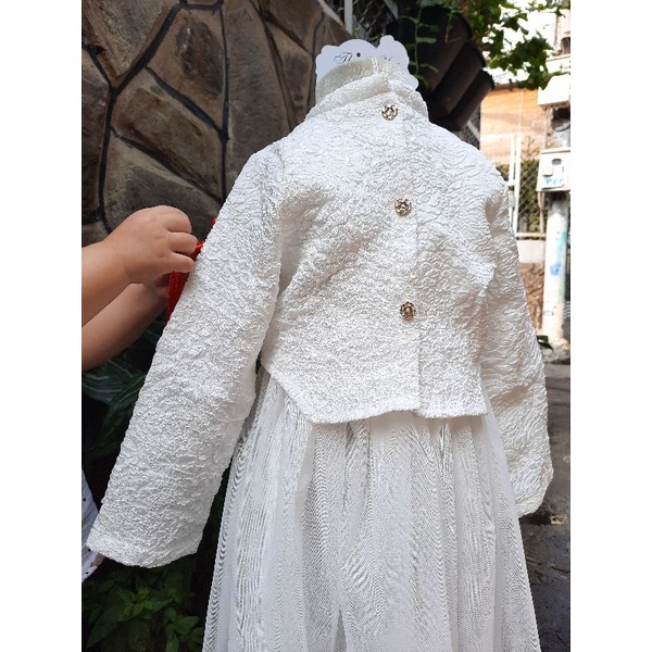 VÁY HANBOK GẤM NỔI TRẮNG CHO BÉ 1 ĐẾN 6 TUỔI