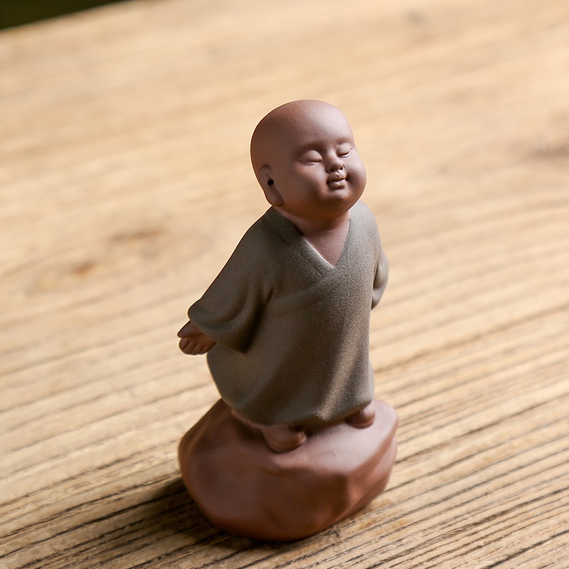 Tượng Chú Tiểu Đón Nắng Gốm Màu