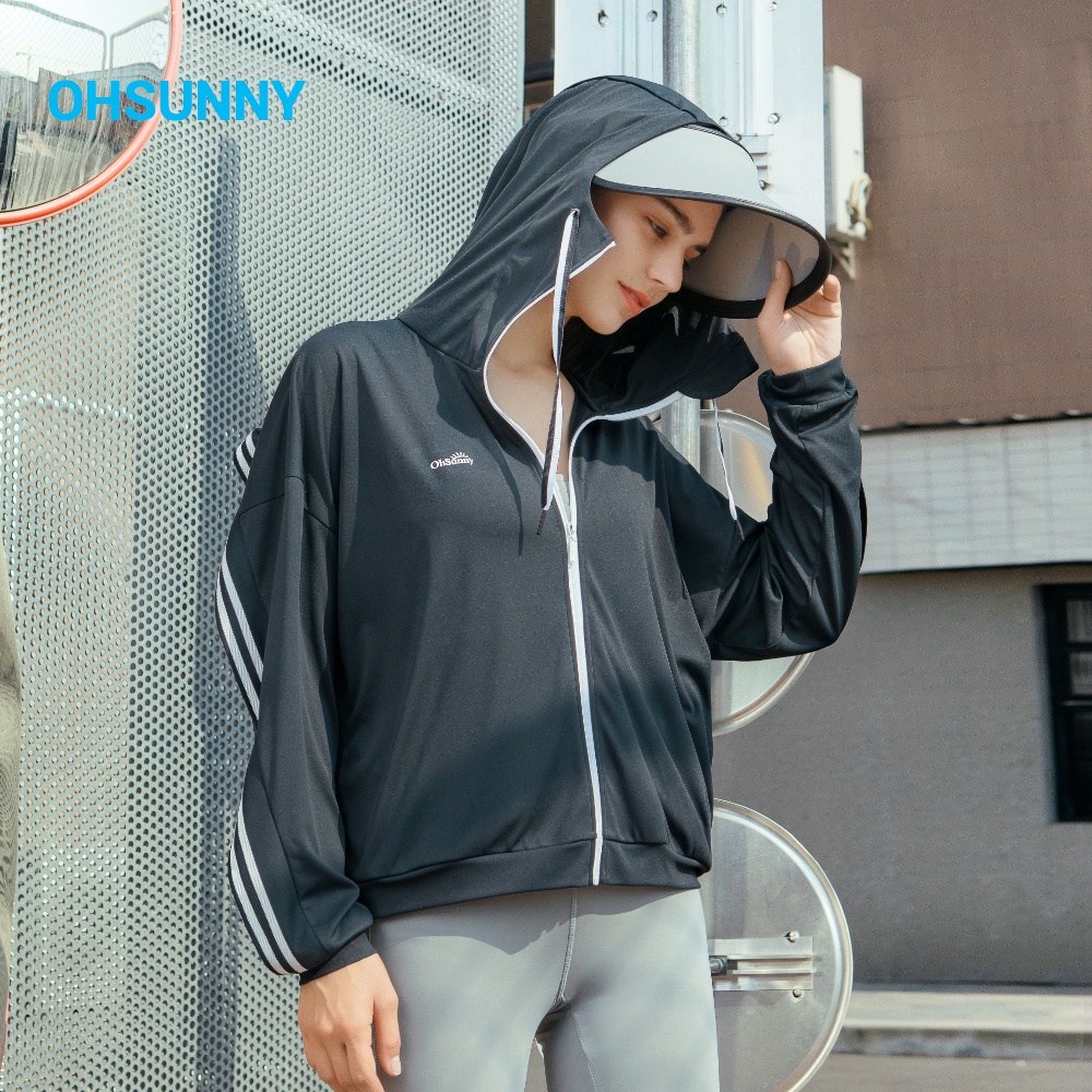 OhSunny Áo khoác thể thao chống tia UV dáng rộng rãi thoáng khí thiết kế thời trang mùa hè phong cách Hàn Quốc