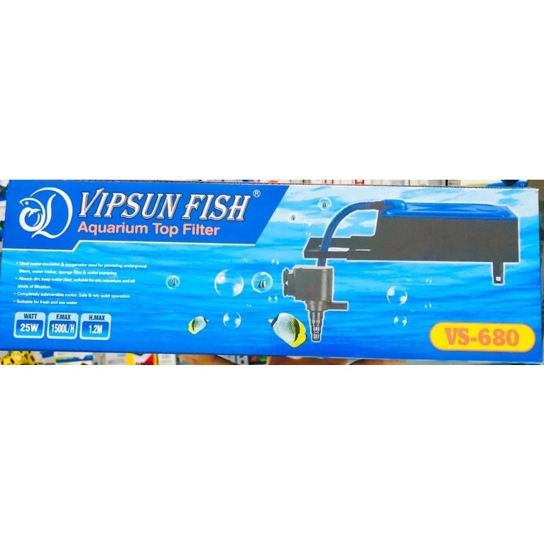 Bộ máy bơm + hộp lọc nước VIPSUN VS-680 25W cho hồ cá cảnh