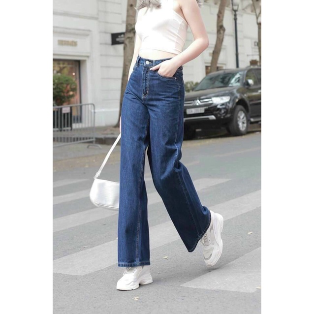 Quần baggy jean nữ JL JohnsonLi lưng cao dáng rộng,kết nút MS190