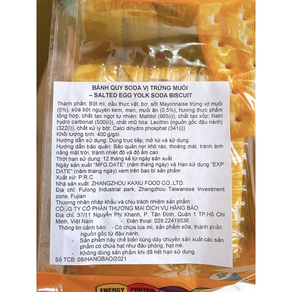 Bánh quy Soda vị trứng muối 400g