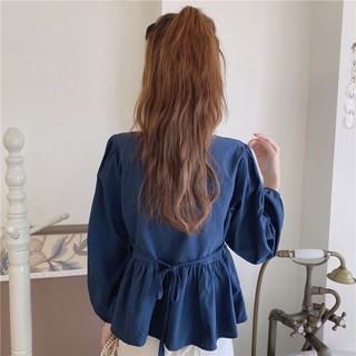 ÁO CỔ VUÔNG TAY DÀI PHỐI REN