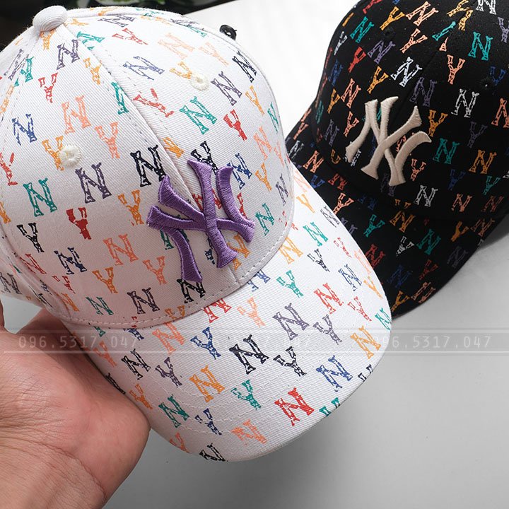 Mũ Nón Kết NY MLB Phong Cách Hàn Quốc, Họa Tiết Rainbow Dome Đẹp, Hàng Nhập Đầy Đủ Tem