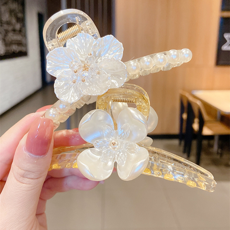 Kẹp tóc đính ngọc trai giả/hoa phong cách Hàn Quốc