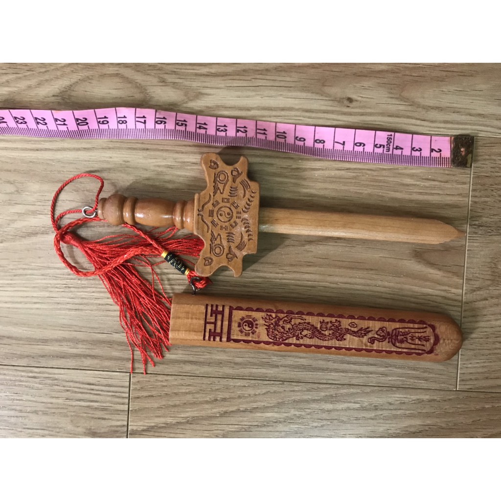 kiếm gỗ đào thất tinh 23cm - vật phẩm phong thủy