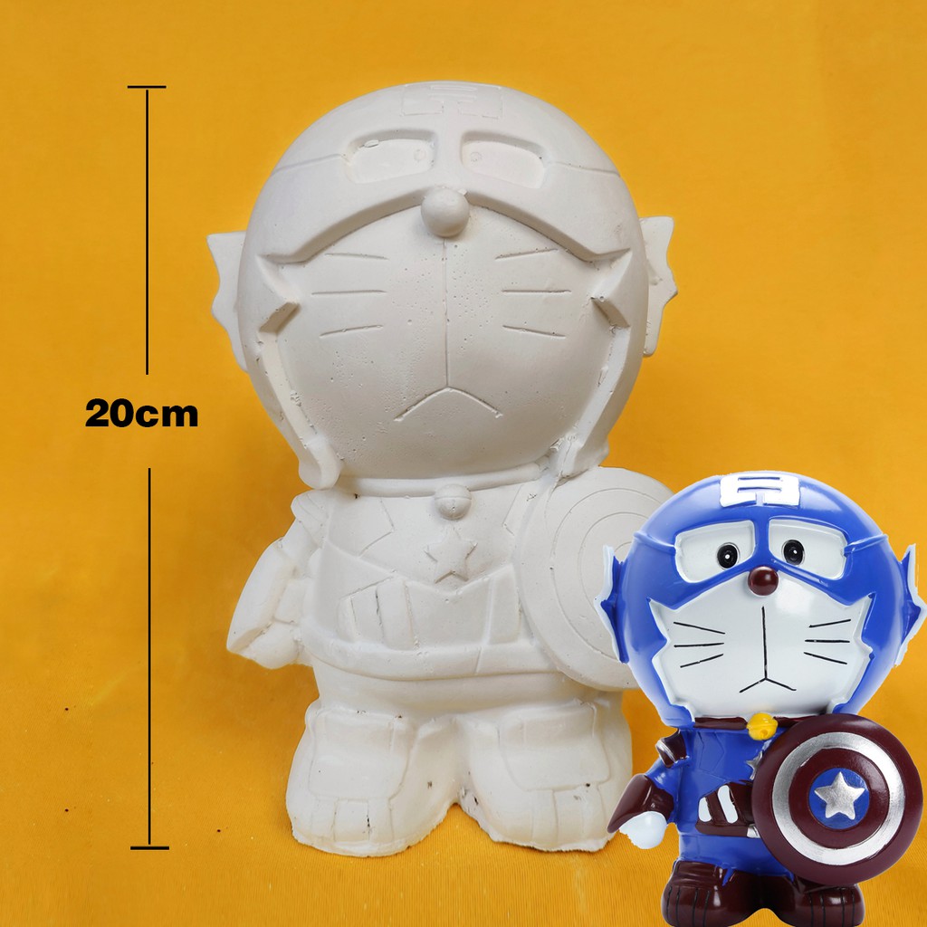 Tượng tô màu DORAEMON NGƯỜI SẮT - CAPTAIN MỸ cỡ Đại, tượng thạch cao cho bé